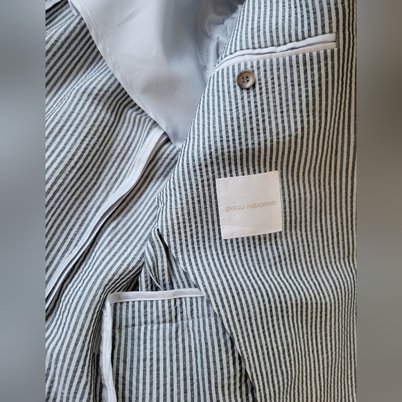 Paco Robanne Seersucker Striped Men's Blazer Grey Size 40S? see measurements - Picture 6 of 13